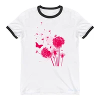 2021 hot sale red dandelion butterfly t shirt women wish funny t shirt femme harajuku shirt summer fashion tshirt female tops