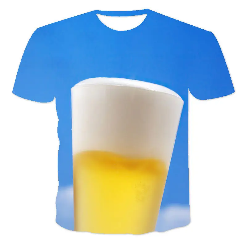 

3D Printing Beauty Beer Beverage Landscape Ladies Short-Sleeved Personalized Round Neck Pullover XXS-6XL Plus Size T-Shirt
