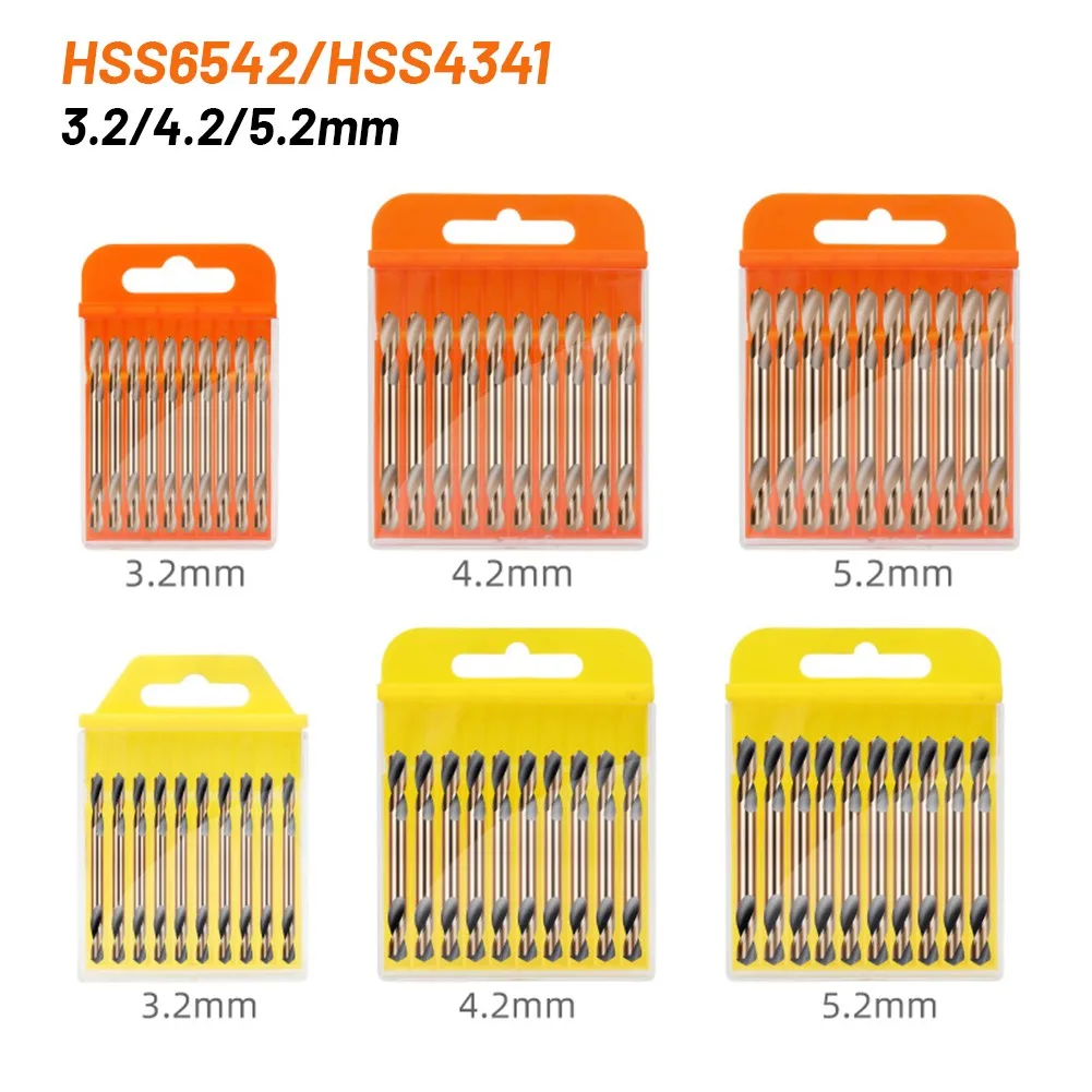 

10PCS HSS Drill Bit 3.2mm/4.2mm/5.2mm Stub Double End High Speed Steel Drill Anti-rust Oil Coating