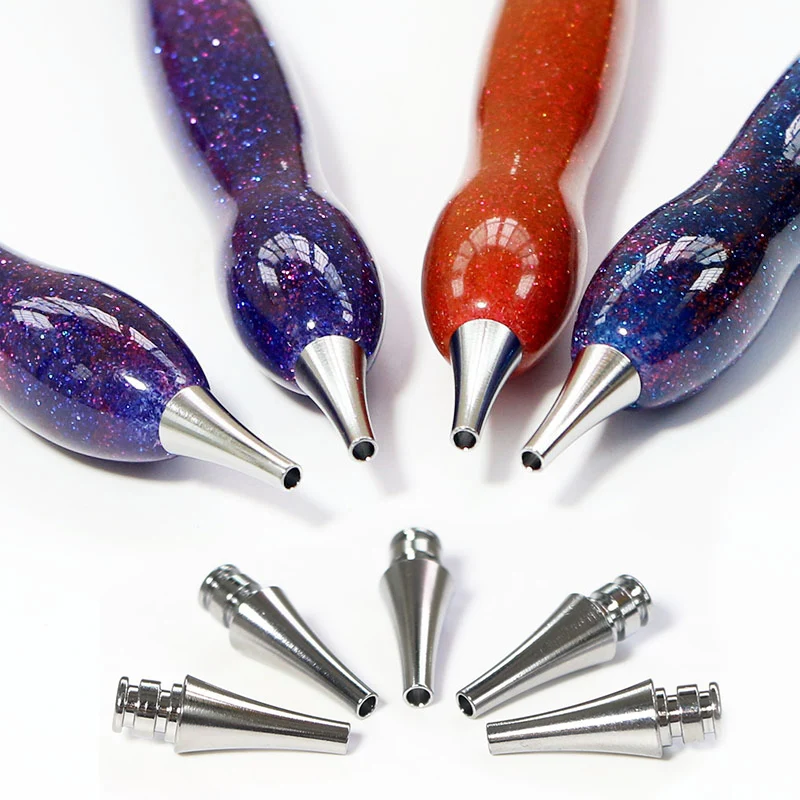 

New DIY Diamond Painting Tool Resin Point Drill Pen With Metal Point Drill Heads And Replaceable Multi Placer Tip Accessories