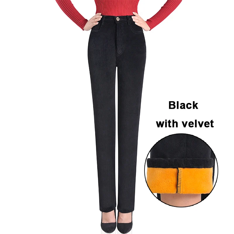 Black velvet Осенне-зимняя одежда женские вельветовые брюки стрейч женские s Хлопковые женские Большие размеры женские свободные с высокой талией женские штаны - Цвет: Black velvet