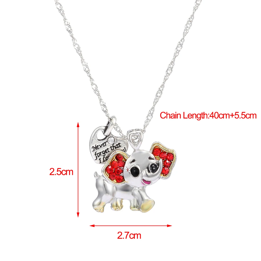1Pc Cute Elephant Shape Women's Pendant Necklace Never Forget I Love You Lettering Lovers Anniversary Gifts | Украшения и
