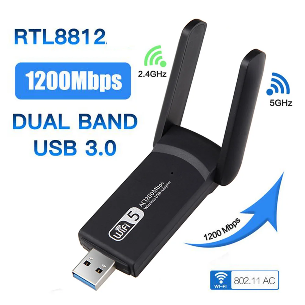 Wi Fi адаптер 1200 Мбит/с 2 4 ГГц 5 ГГц|Сетевые карты| |