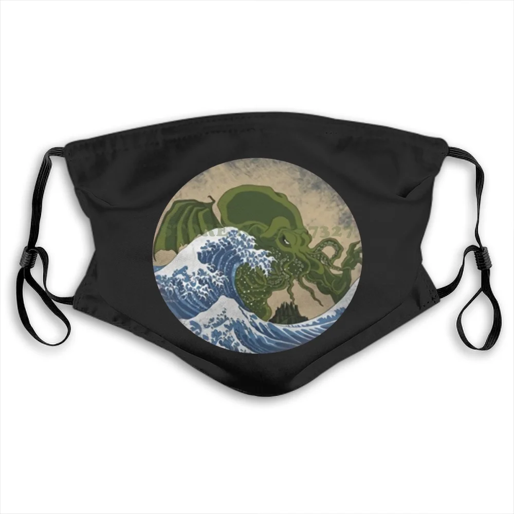 

Hokusai Cthulhu Ukiyo-E The Great Wave Off Kanagawa Custom Sex Si Washable Diy Cool Face Masks