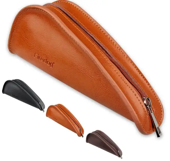 Travel Portable Black Genuine Leather Single Smoking Pipe Case Holder Tobacco Pipe Pouch Bag