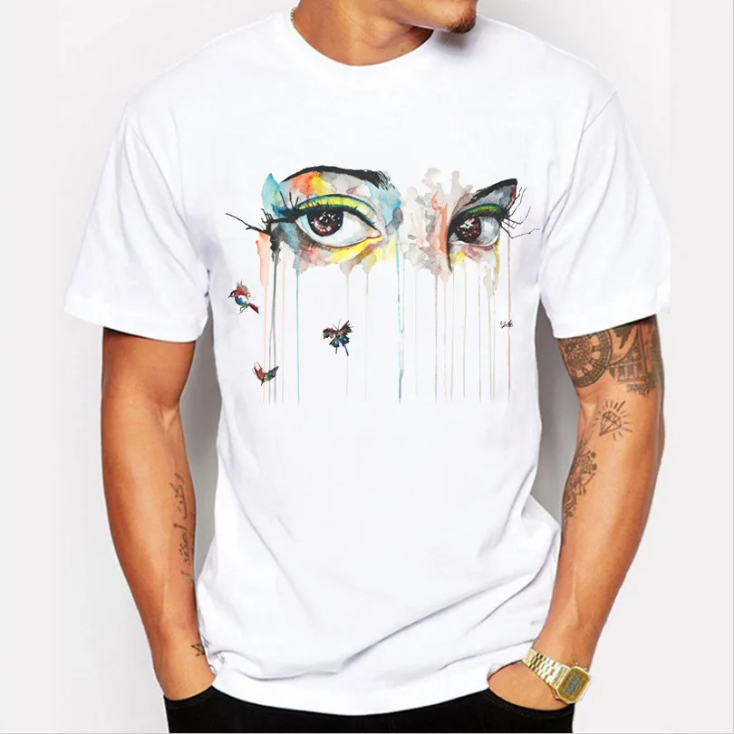 

Мужская футболка, Новое поступление, индивидуальный дизайн, привлекательные глаза, Бабочка, 3D принт, забавная футболка, мужские летние футб...