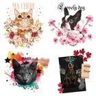 Цветочные нашивки для собак и кошек, милые животные, Переводные нашивки для одежды, моющиеся термонаклейки на одежду, аппликация, Декор