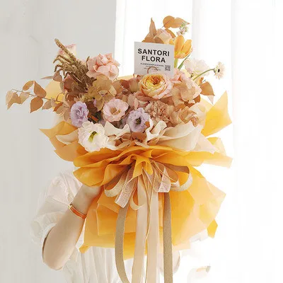 

20pcs Warm Pumpkin Orange Flower Wrapping Paper Autumn Color Florist Bouquet Craft DIY Korean Style Waterproof