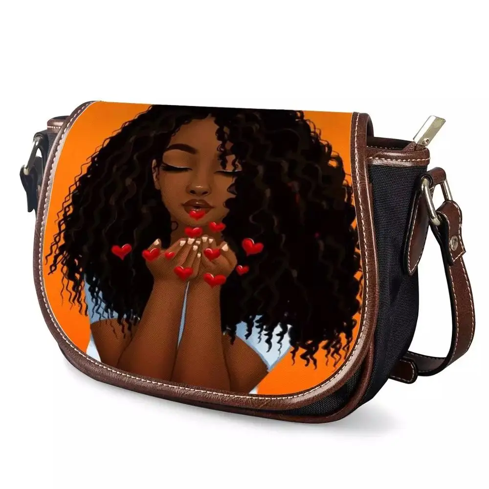 Наплечные сумки FORUDESIGNS Singer для женщин черные мессенджеры африканских девушек