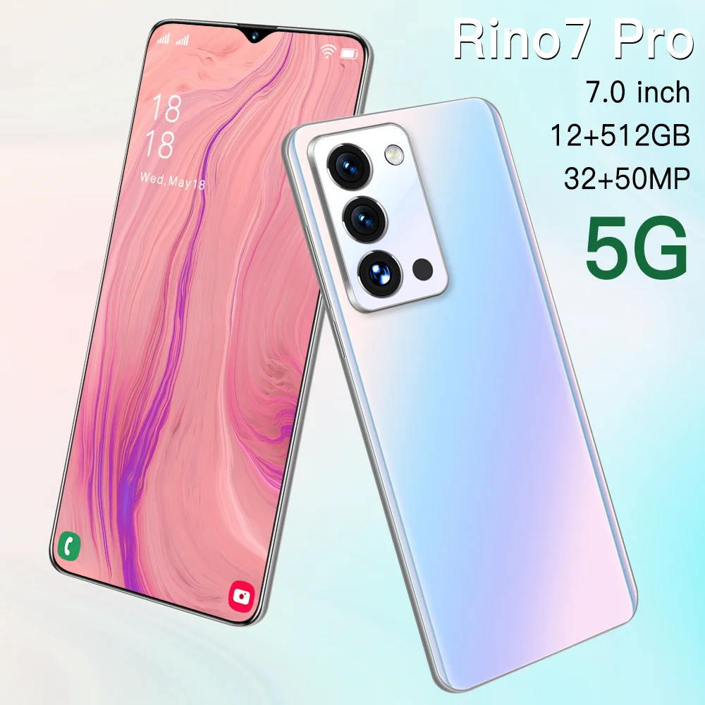 

Rino7 Pro 7.0 Inch 5G Network Mobile Cell Phone Qualcomm 888 12GB+512GB 1440*320 32MP+50MP 6800mah Andriod 11 Smart Phone