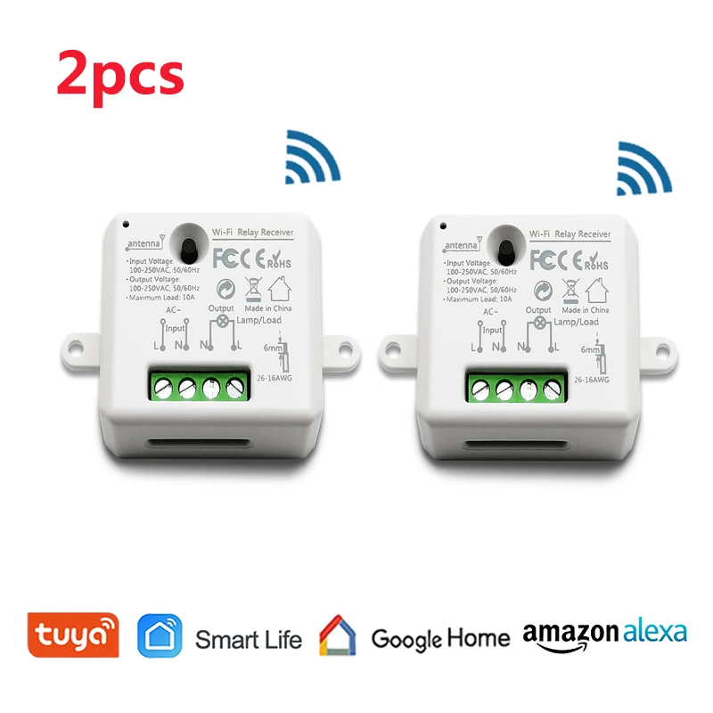 2pcs 2/3/4 шт. Wi-Fi дистанционный переключатель освещения модуль Tuya/приложение Smart life дистанционное управление совместимый для Google Home Amazon Alexa Echo IFTTT - Комплект: 2pcs