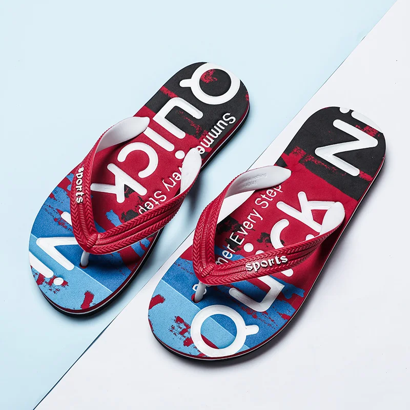 

2020 Summer Graffiti Fashion Slippers men's Flip Flops Sandal Beach Sandals Plus Size Shoes Man Shoes Flats Sandals Casual shoes