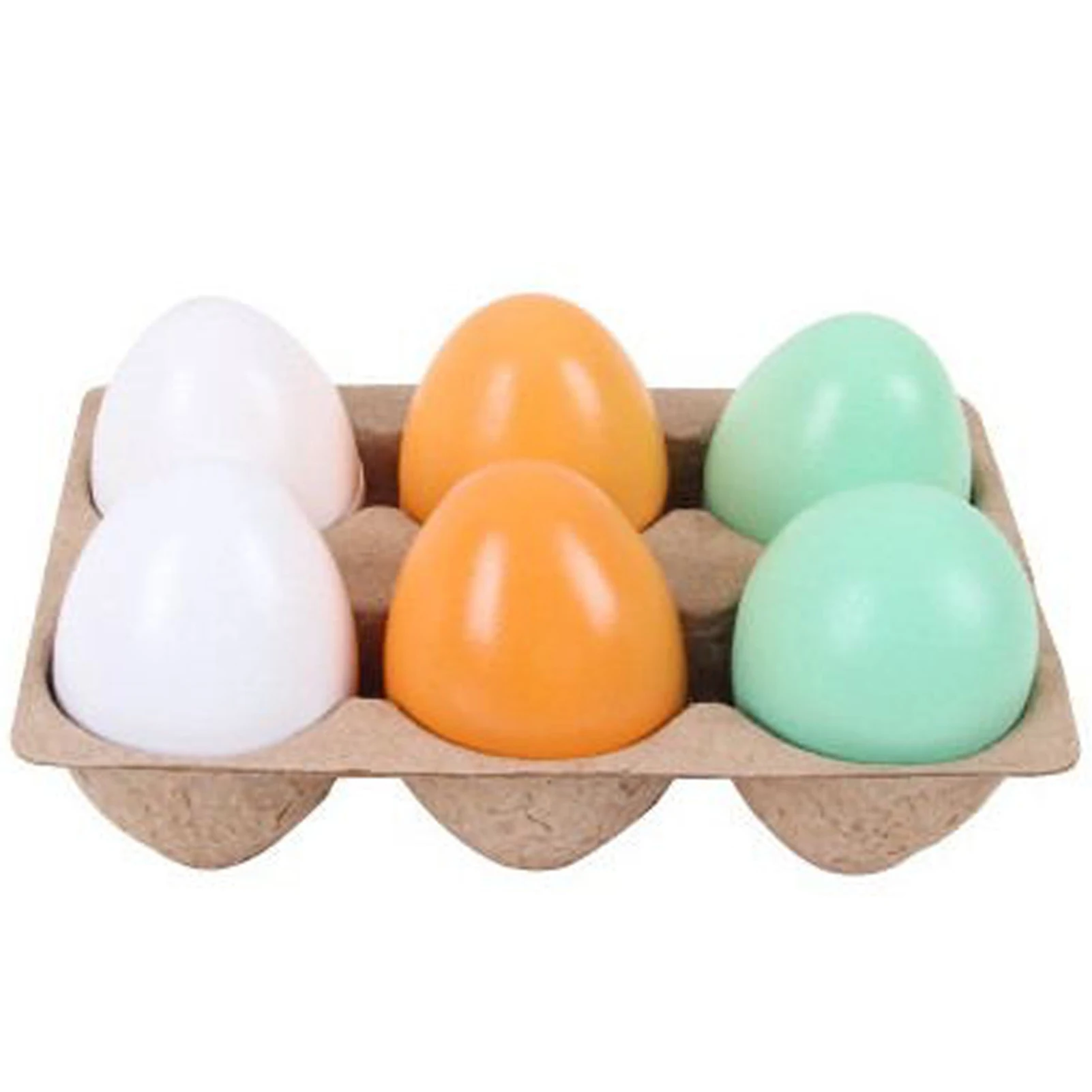 

6 Pcs Baby Educational Toy Simulation Eggs Wooden Children's Play House Toy Set Early Educational Food Toy For Children