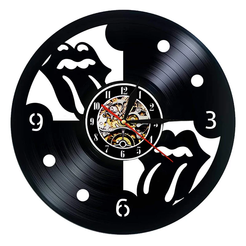 Vinyl Record Wall Clock Modern Design The Rolling Stone Rock Band Music Clocks Hanging Wall Watch Home Decor Gift for Fans