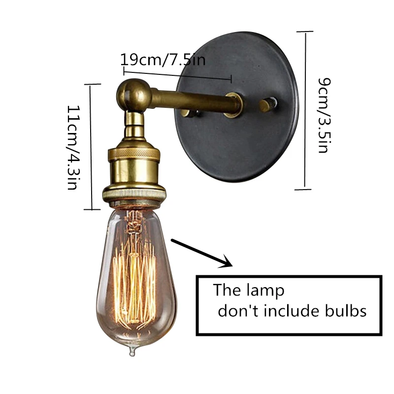 Ретро промышленный настенный светильник с абажуром Винтаж Лофт Железный свет