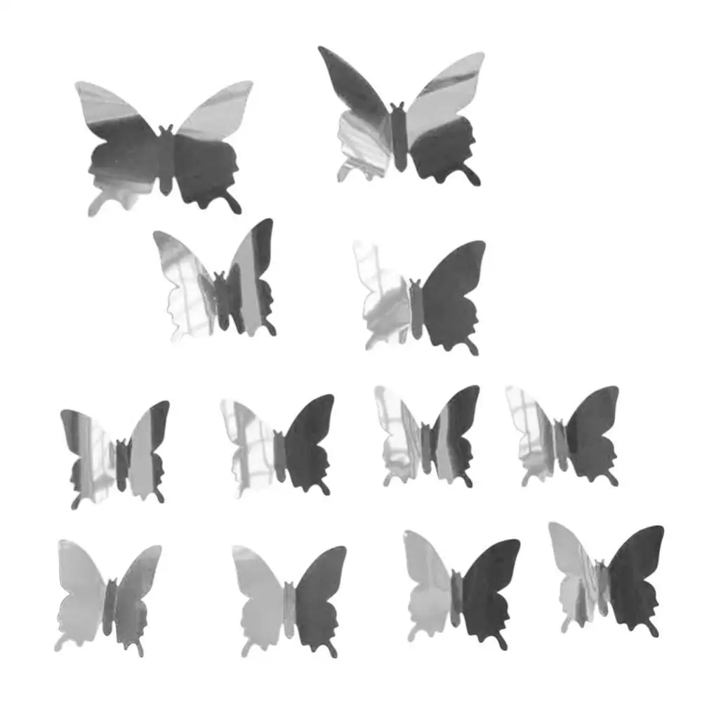 

60% Hot Sale 12Pcs/Set Butterfly 3D Mirror PVC Wall Art Sticker Decal Removable Home Decor