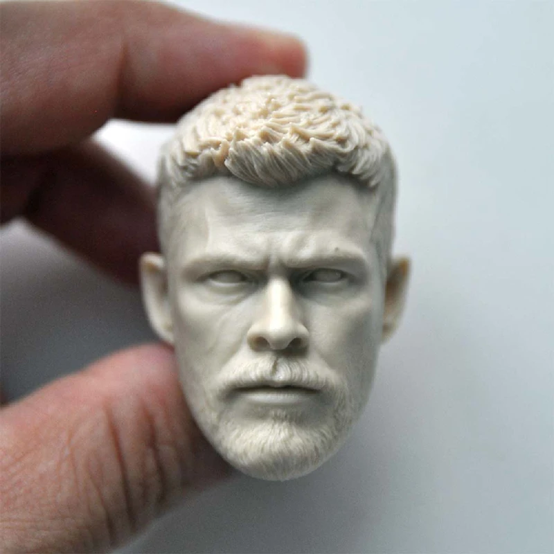 

Unpainted 1/6 Thor 7.0 Chris Hemsworth Head Sculpt DIY White Head Carved Fit 12" Male Action Figure Body Doll