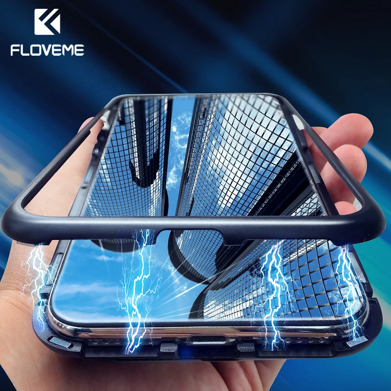 Floveme Магнитный адсорбционный металлический чехол для телефона iPhone 11 8 7 Plus X Чехол