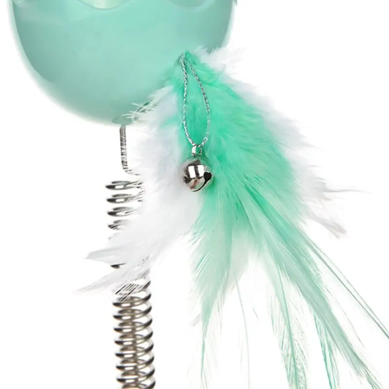 

Interactive Cat Food Dispenser Toy Kitten IQ Training Spring Tumbler Feather Toys Ring Bell