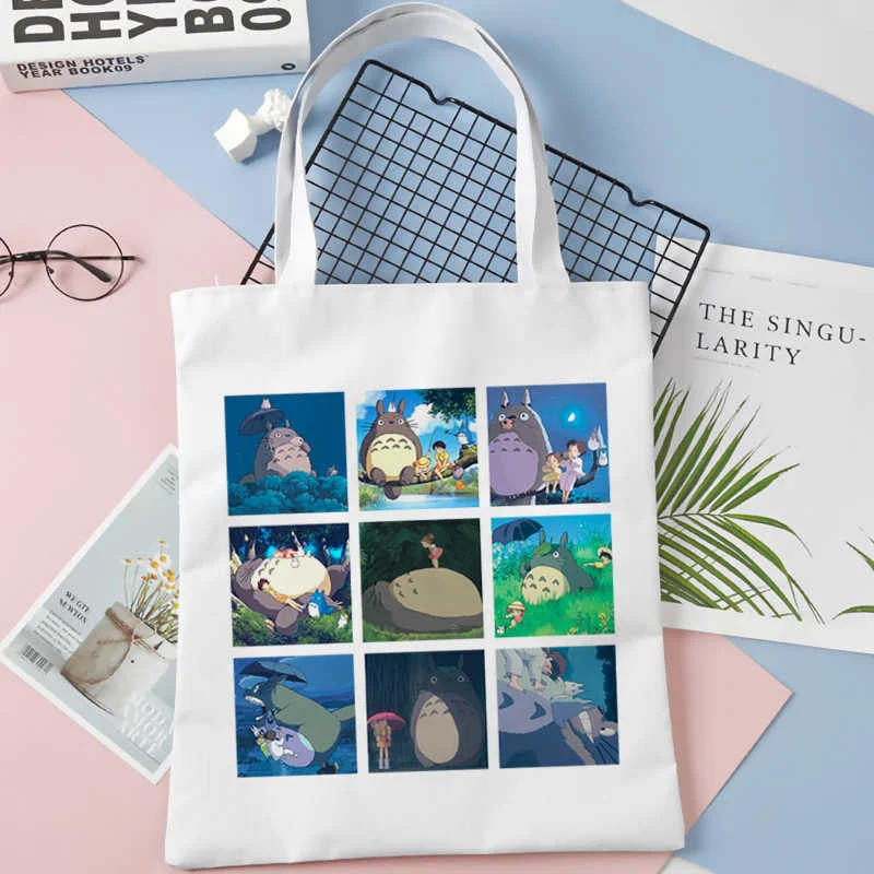 

Totoro shopping bag tote recycle bag cotton eco bolso bag bolsa compra ecobag woven tote custom