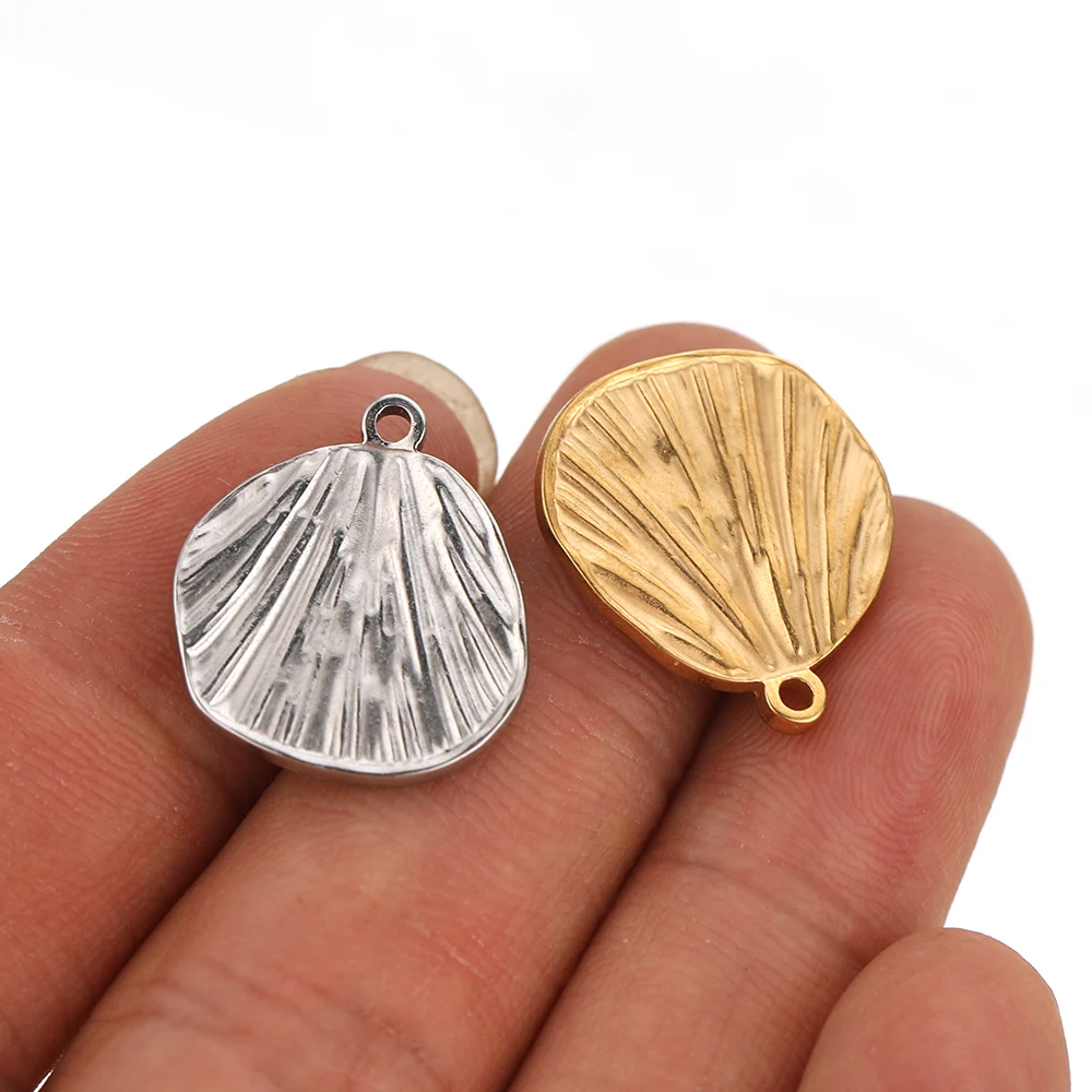 5pcs Stainless Steel 16mm Scallop Shells Charms Pendant for DIY Jewelry Making Craft Women Fashion Necklace Accessories Supplies | Украшения