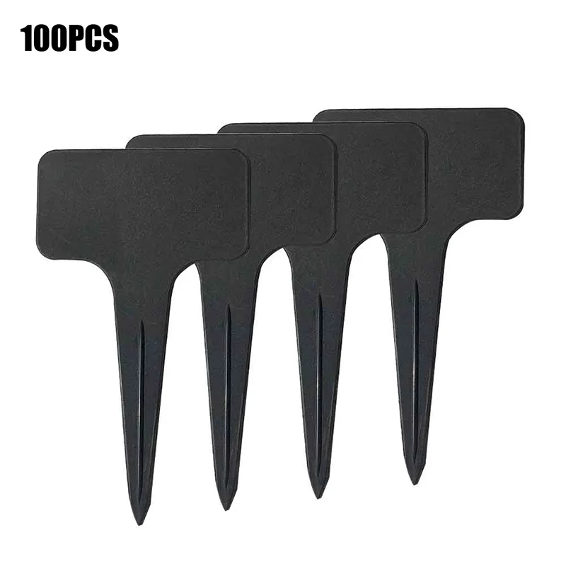 

100pcs Black Plant Labels Water T-Types Plant Tag Reusable Nursery Garden Labels Plant Markers for Flower Vegetables Lable