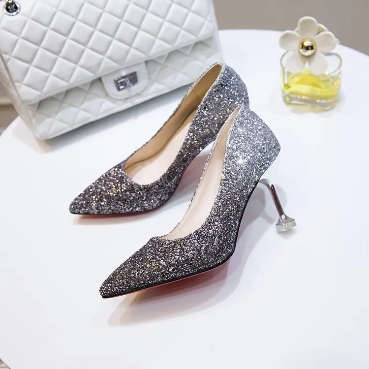 Новинка осени 2019 элегантные свадебные туфли с градиентными цветами и