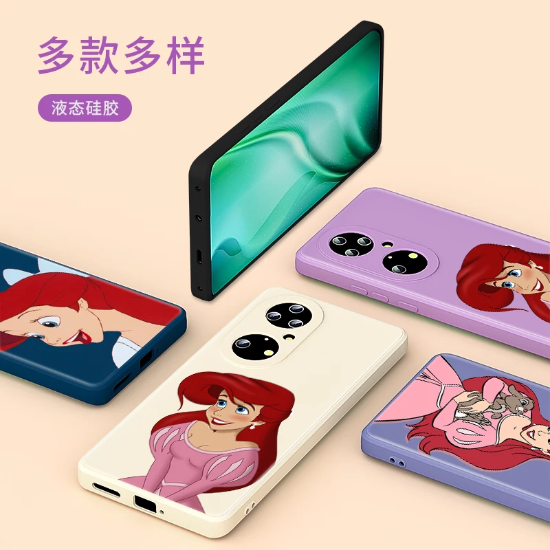 

Ariel The Little Mermaid for Huawei P50 P40 P30 P20 Lite Pro P Smart Z Pro Plus 2021 2019 Liquid Silicone Soft Phone Case