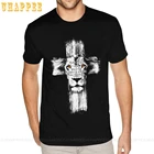 Мужская хлопковая футболка с коротким рукавом, с изображением Льва Исуса и Иисуса