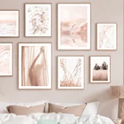 Шелк девушка над облаками птица небо цветок розовый мрамор стены искусства Печать холст Картина скандинавский плакат Декор картина для гостиной