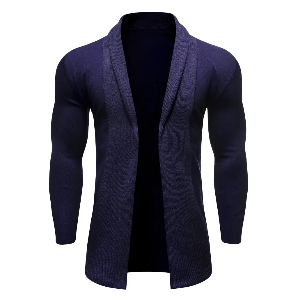 Men's Casual Solid Knit Trench Coat Jacket Cardigan Long Sleeve Outwear Blouse Men Top |