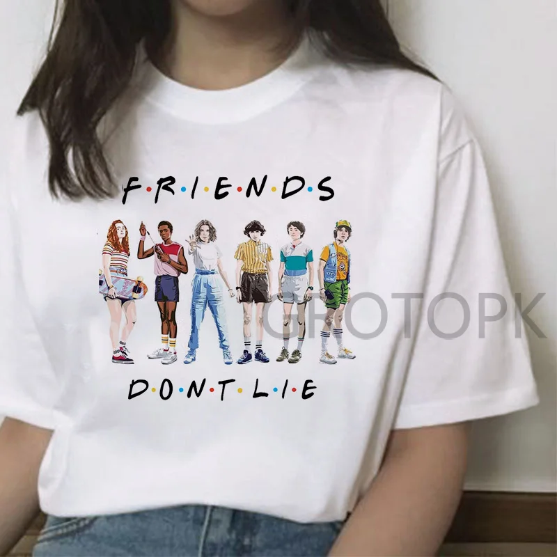 

Funny T Shirt for Women Stranger Things Female Tshirt Friend Don't Lie Letter Print Tshirts Summer O-neck Hot Tv Series T-Shirt