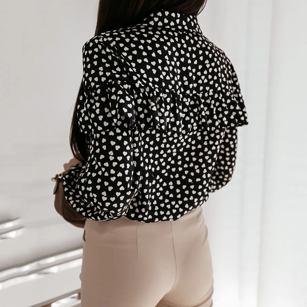 

Blouse Women Shirt V Neck Long Sleeve Elegant Polka Dots Print Ladies Casual Blouses Spring Elegant Blouse Streetwear