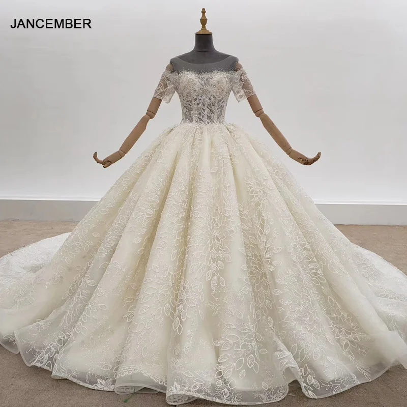 HTL1297 белое длинное свадебное платье 2020 Цветок Бисероплетение блестками