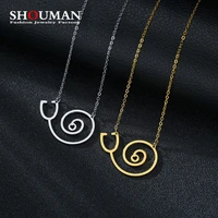 shouman edge polished stainless steel stethoscope round shape gold color necklaces for momen girl nurse gifts