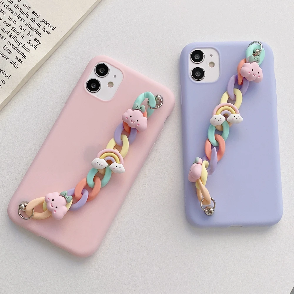 

Galaxi A50 Case Capa for Samsung Galaxy A50 A20E A70 A40 A10 A30 A90 A60 Case 3D Rainbow Cloud Bracelet Wristband Silicone Cover