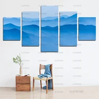 5pcs decorative poster blue mountain canvas painting home wall art canvas hd printing irregular decorative painting