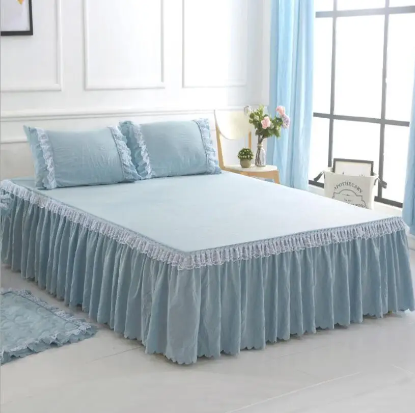 

Solid Color Double Layer Lace Ruffles Bed Skirt Cotton Comfortable Soft Multi-color Bed Covering Bed Cover