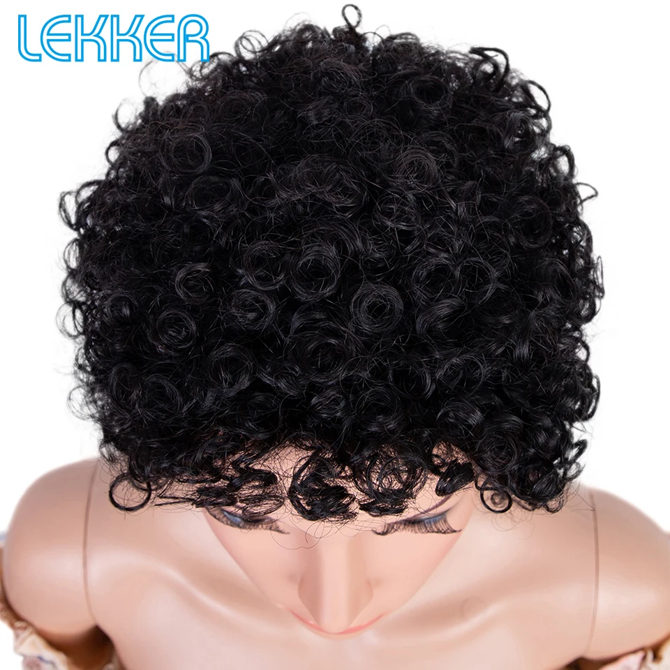 

Lekker Short Pixie Afro Curly Bob Human Hair Wig For Women Natural Mini Kinky Curl Brazilian Remy Ombre Colored Machine Made Wig