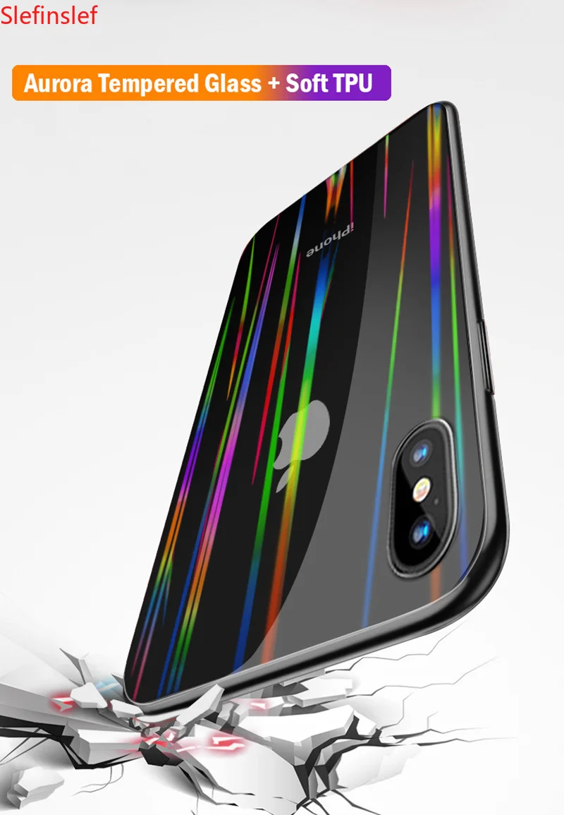 Роскошный прозрачный чехол из закаленного стекла с градиентным лазером aurora 9h для