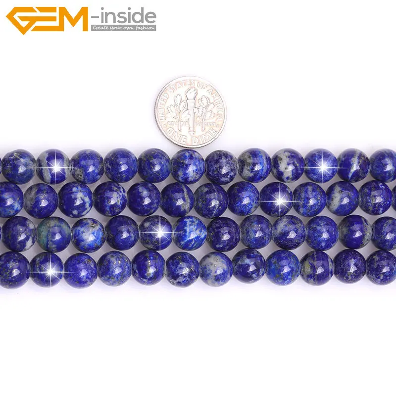 Бусины Из Натурального синего лазурита с большим отверстием круглые каменные