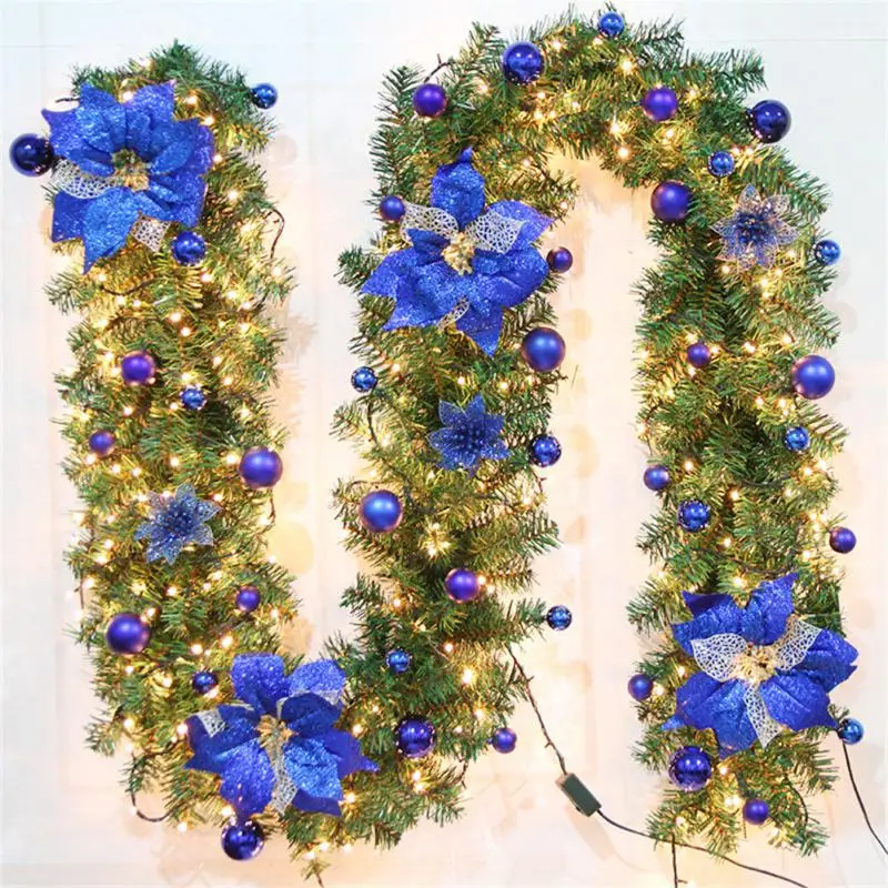 

2.7M Christmas LED Rattan Garland Pink Red Christmas Blue Garland Artificial Xmas Oranment Gold Rattan Banner Decorations Wreath