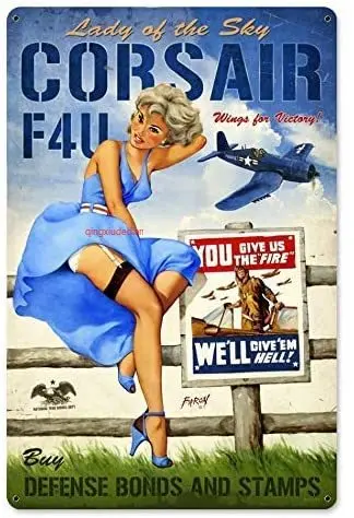 Maizeco Corsair F4U Pin Up Girl металлические жестяные знаки 8x12 дюймов для бара в помещении рестораны комнаты таверны табличка постер персонализированный