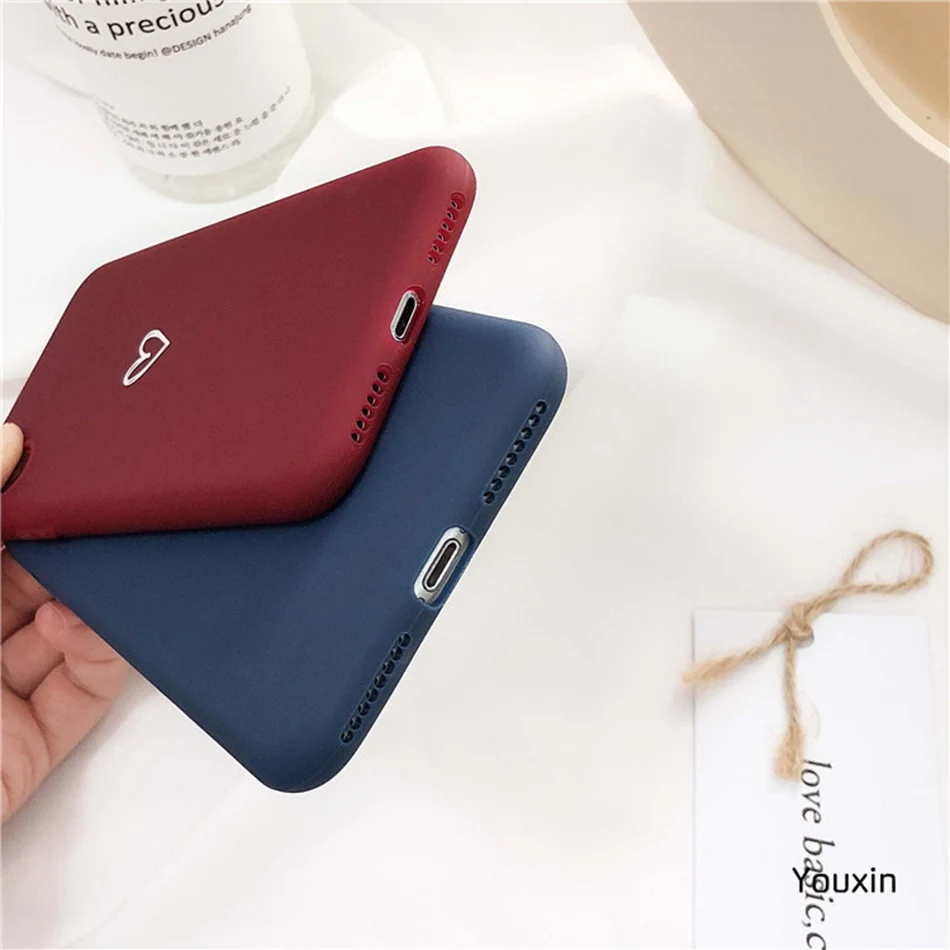 For Samsung S9 S8 S10 Plus Case Love Heart Print Back Cover Galaxy Note 9 8 Retro Lovely Pattern Matte Soft Cases |