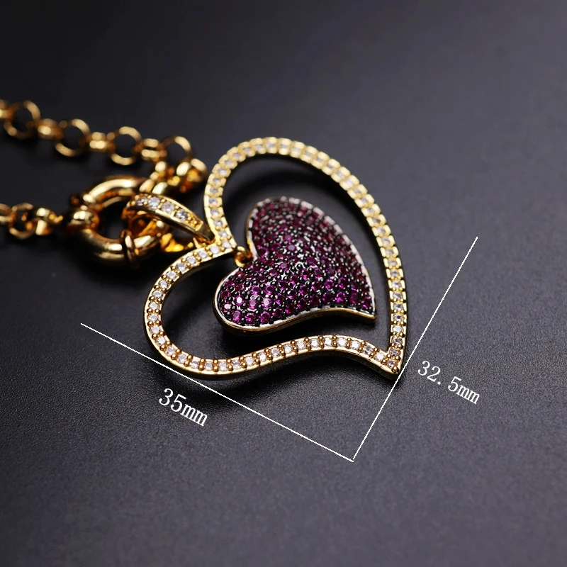 

Unique Design Big Heart Shaped Pendant Necklace Gold Color Chain Punk Choker Necklaces Cubic Zirconia Boho Women bijoux jewelry