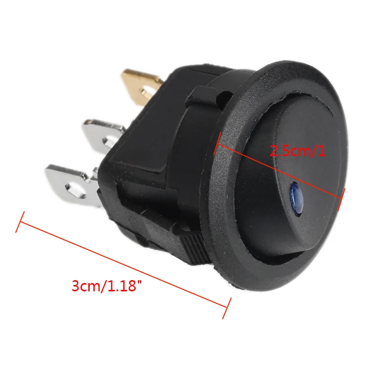 5 шт. DC 12 В синий светодиодный круглый переключатель точечный выключатель