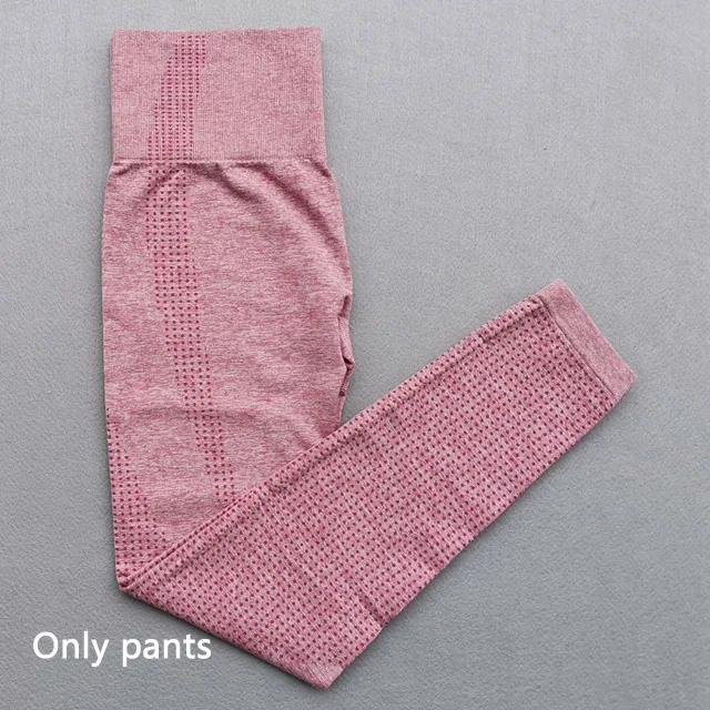 Pink Pants Бесшовный Женский комплект из 2 предметов для йоги, одежда для спортзала, леггинсы для фитнеса+ укороченные рубашки, спортивный костюм, женский спортивный костюм с длинным рукавом, одежда для активного отдыха - Цвет: Pink Pants