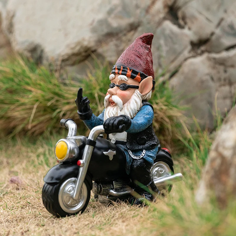 

Biker Gnome With Motorcycle Statue Resin Figurine Garden Gnomes Decorations for Patio Yard Lawn Porch Full Color REME889