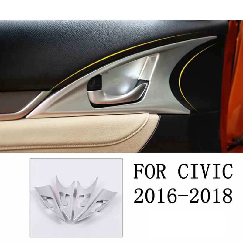 

Аксессуары для Honda Civic 2016, 2017, 2018, ABS, Матовая Внутренняя ручка двери автомобиля, протектор чаши, молдинговая крышка, комплект, отделка, 4 шт.