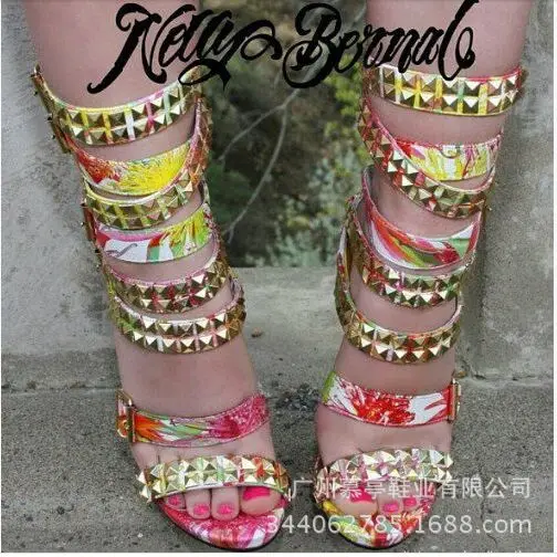 

Summer new multi band riveted sexy fashion sandals banquet shoes